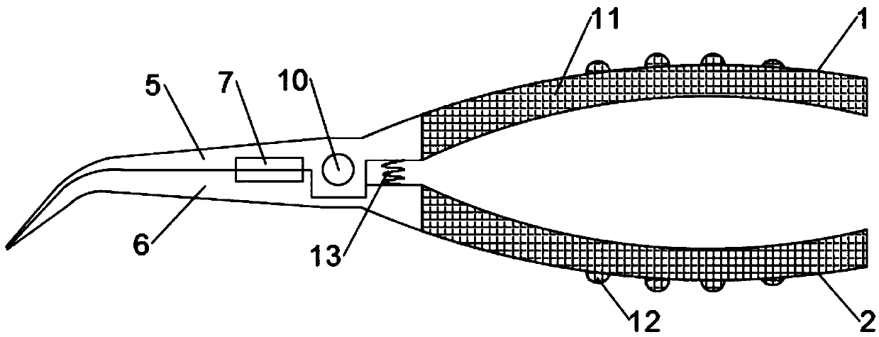 Angle jaw tongs applicable to automobile electromechanical maintenance