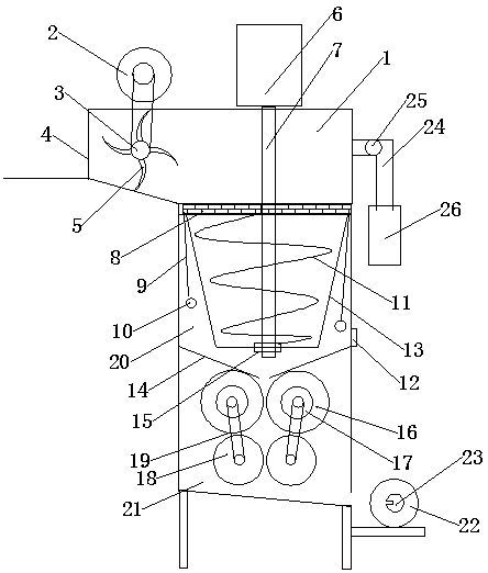 Straw smashing and recovering device for agricultural machinery