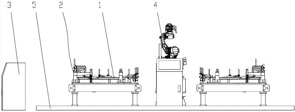A welding device for side plates of garbage truck fillers