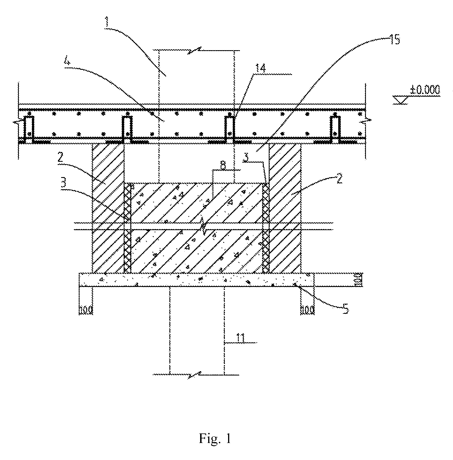 Connection structure for blocking settlement of ground