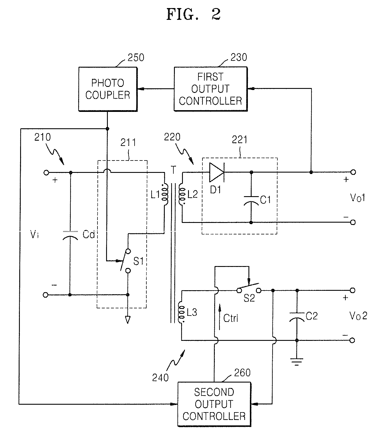 Power supply apparatus having multiple outputs