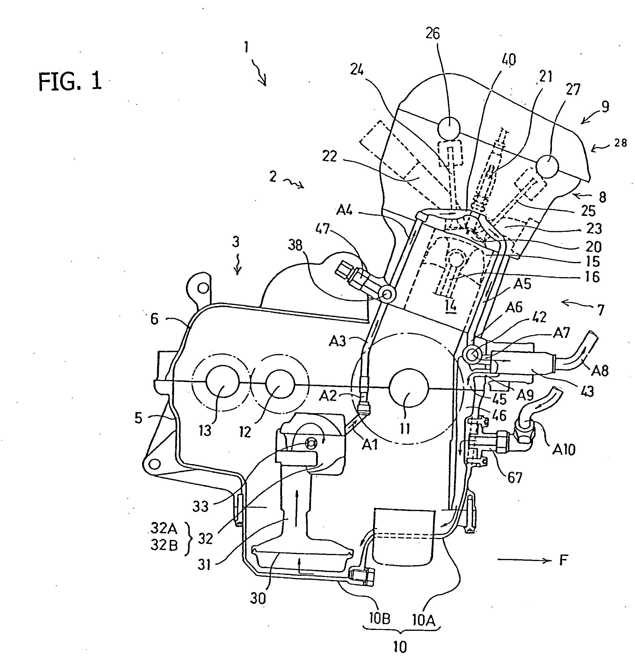 Cylinder head cooling structure for an internal combustion engine, including an oil temperature sensor and an oil temperature control system