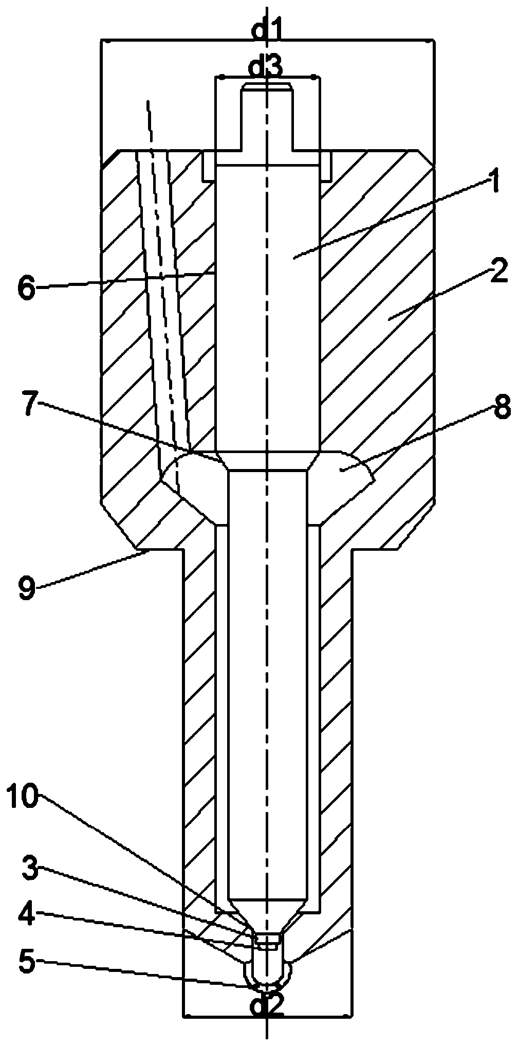 A hole-type fuel injector for controlling the injection stability of a commercial vehicle diesel engine with a small amount of fuel