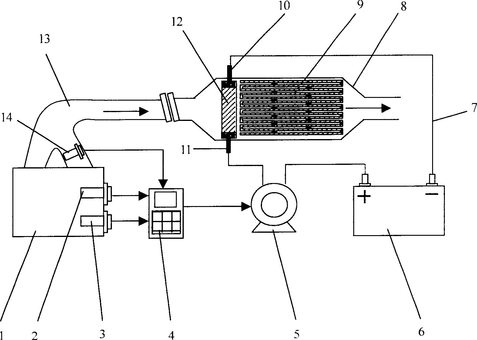 Carbon black filtering and electric direct-heating type regeneration device for diesel truck