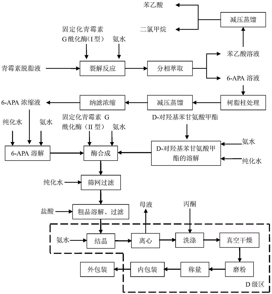 Process for direct preparation of amoxicillin by liquid 6-APA (amino penicillanic acid)