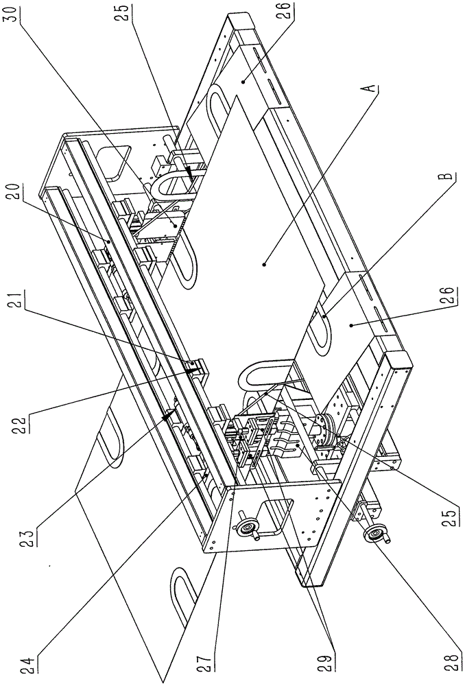 Stereoscopic bag handle inward-bending and spot-welding device