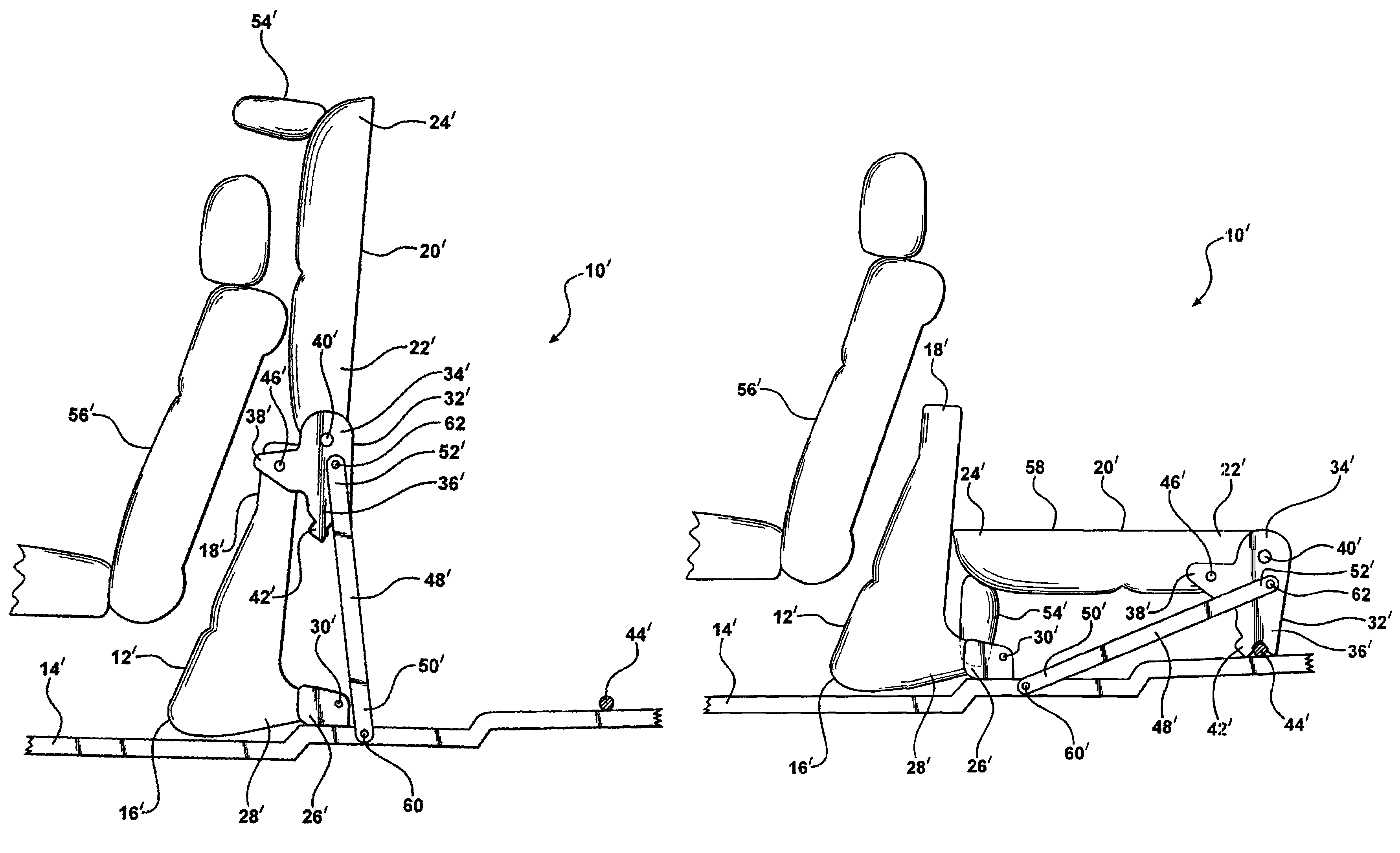 Stand up seat assembly with retractable rear leg