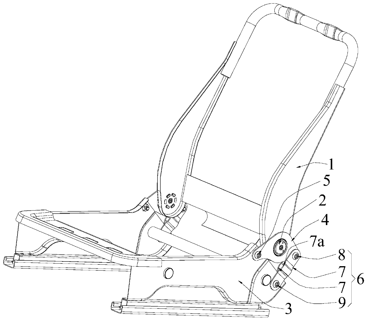 Crushing deformation type rear-end crash seat energy-absorbing structure