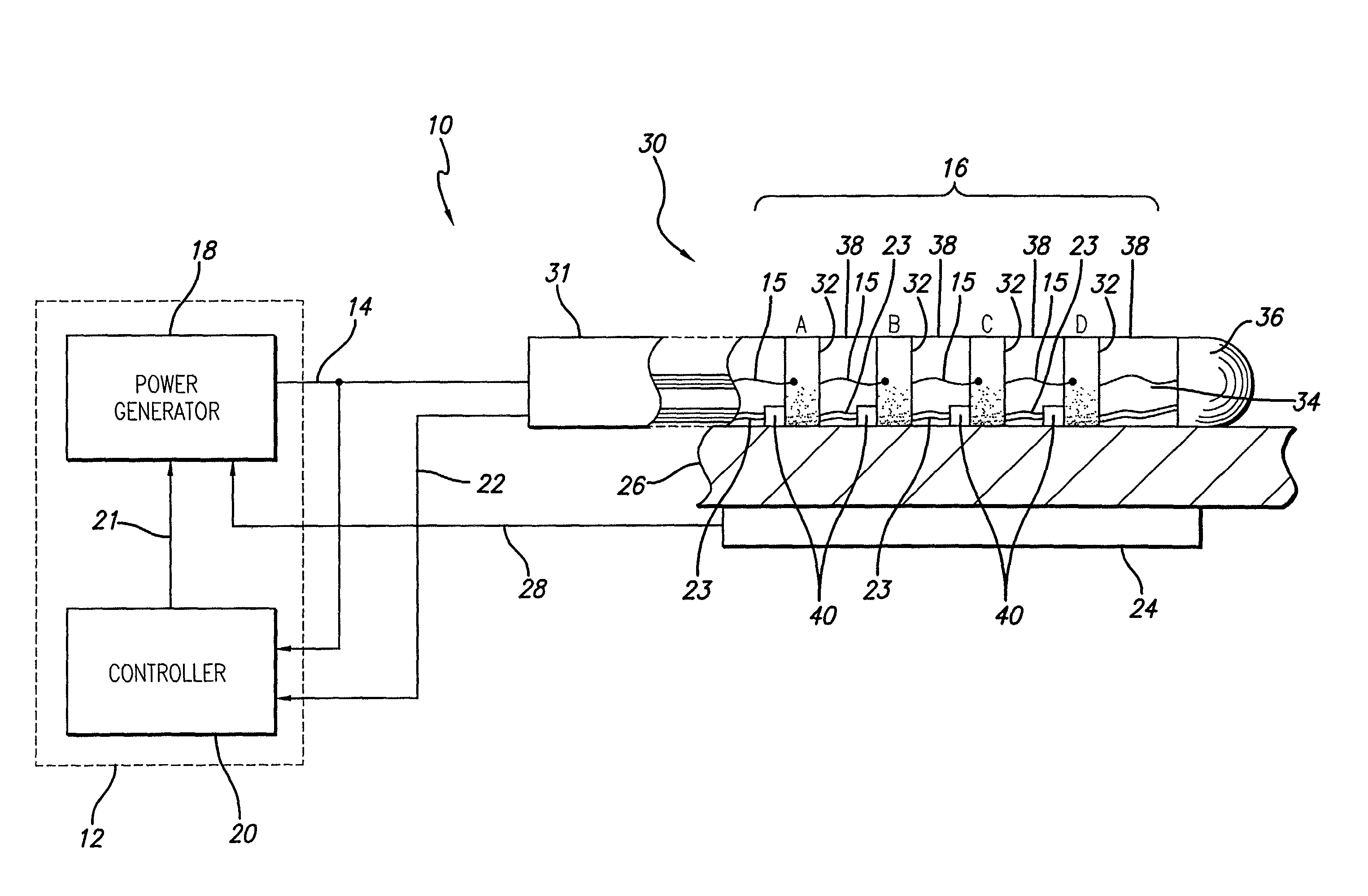 Ablation system and method having multiple-sensor electrodes to assist in assessment of electrode and sensor position and adjustment of energy levels