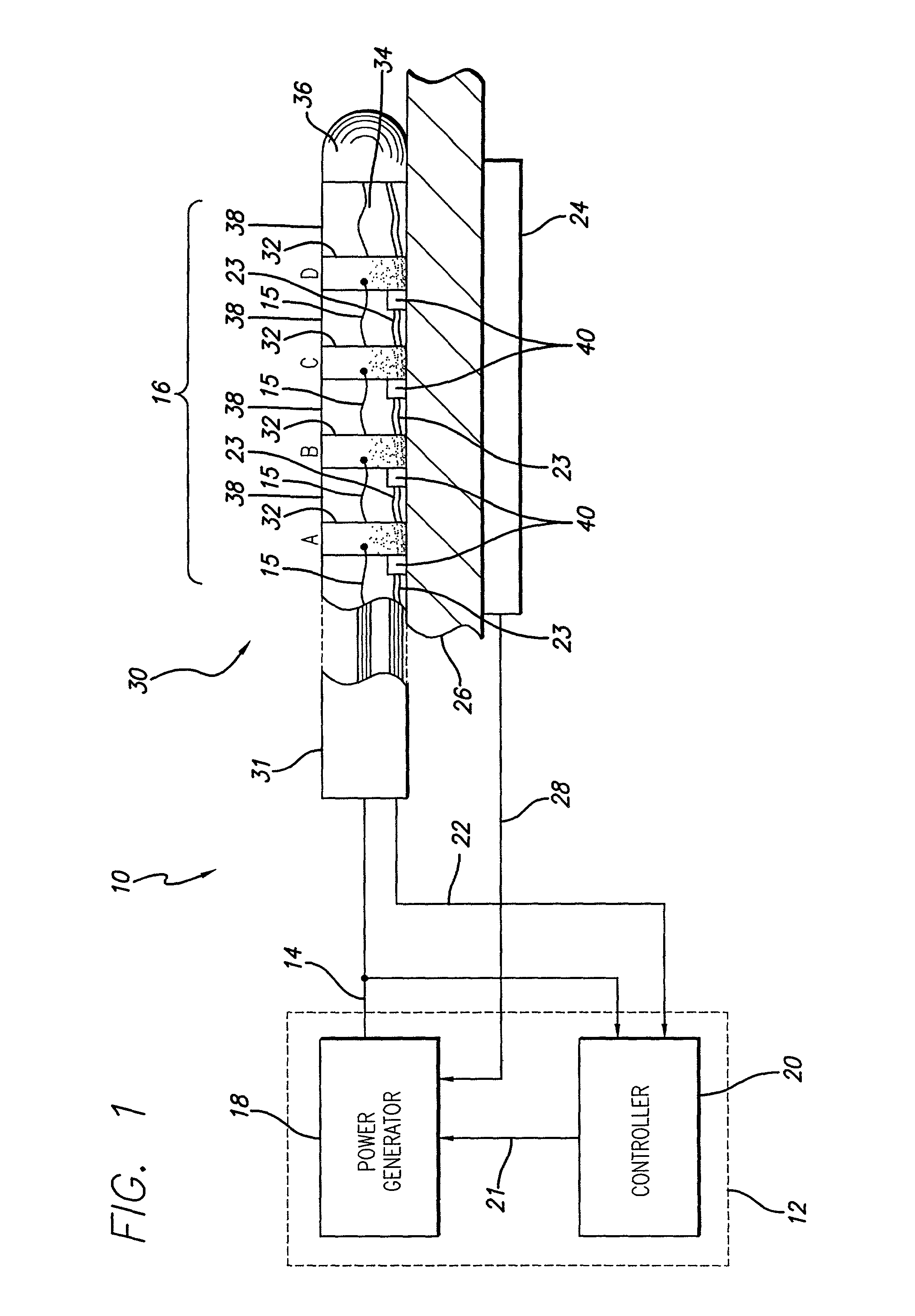 Ablation system and method having multiple-sensor electrodes to assist in assessment of electrode and sensor position and adjustment of energy levels