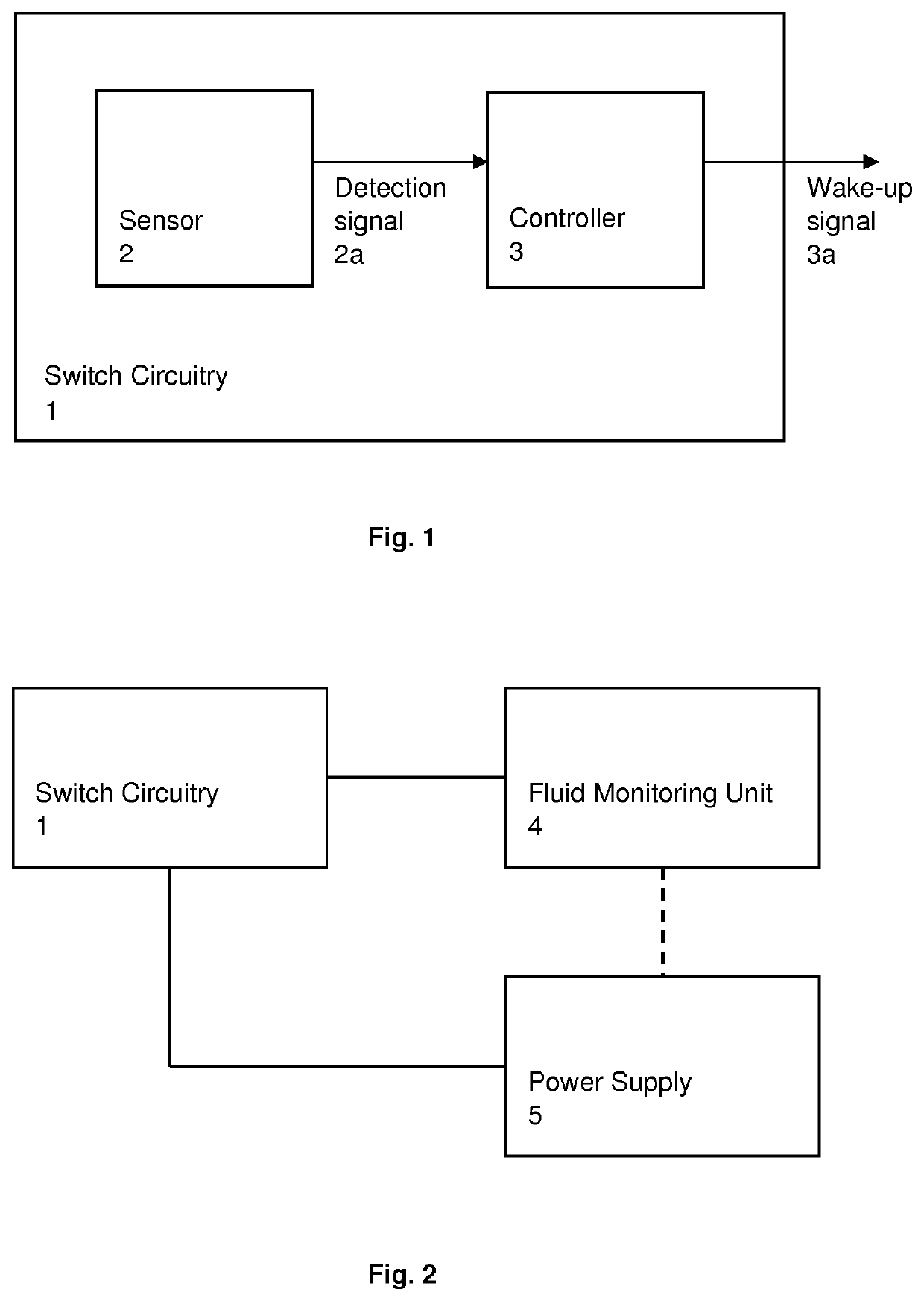 Switch circuitry for a fluid monitoring device