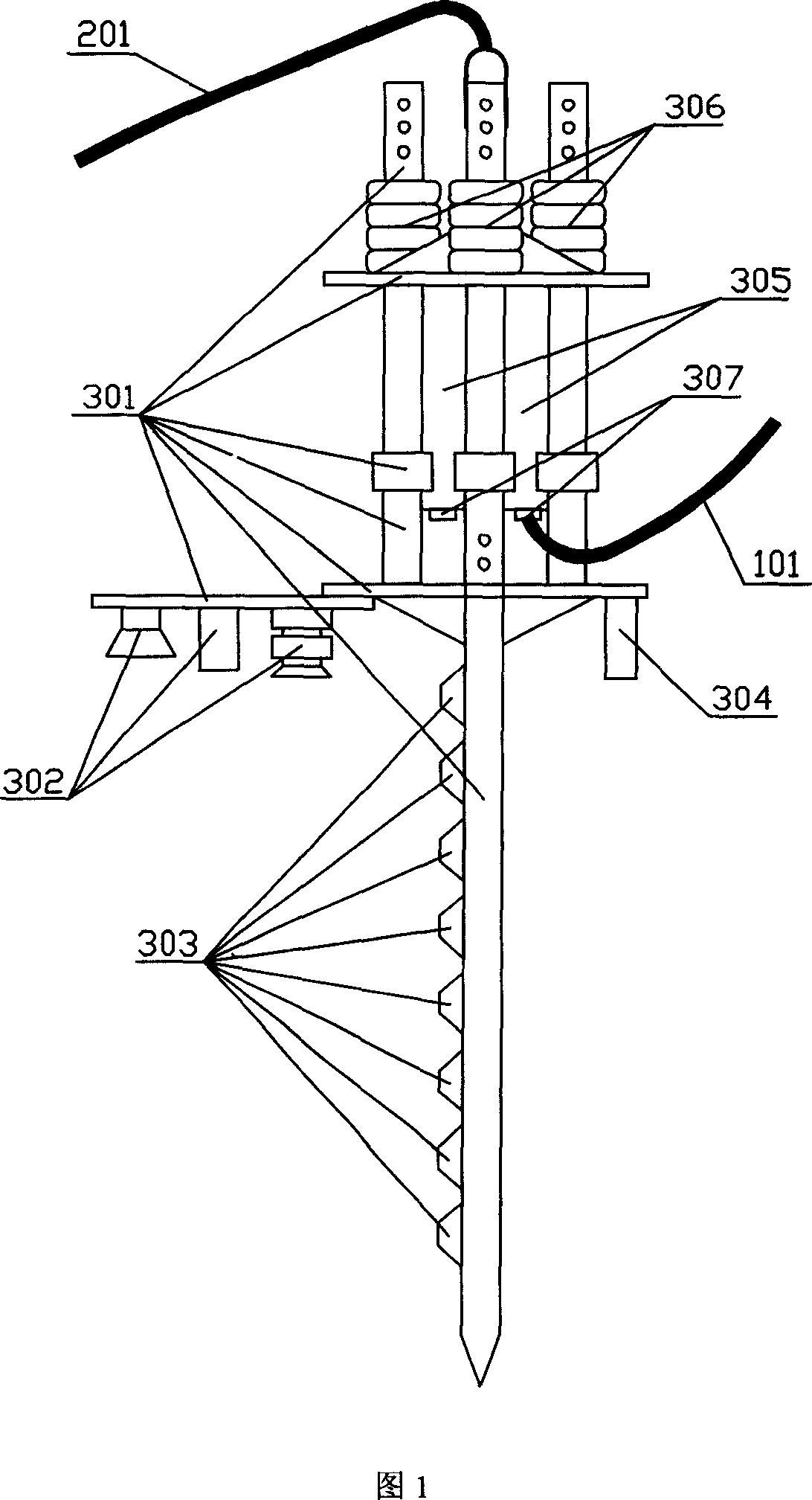 Multifrequency submarine acoustic in-situ testing system and method