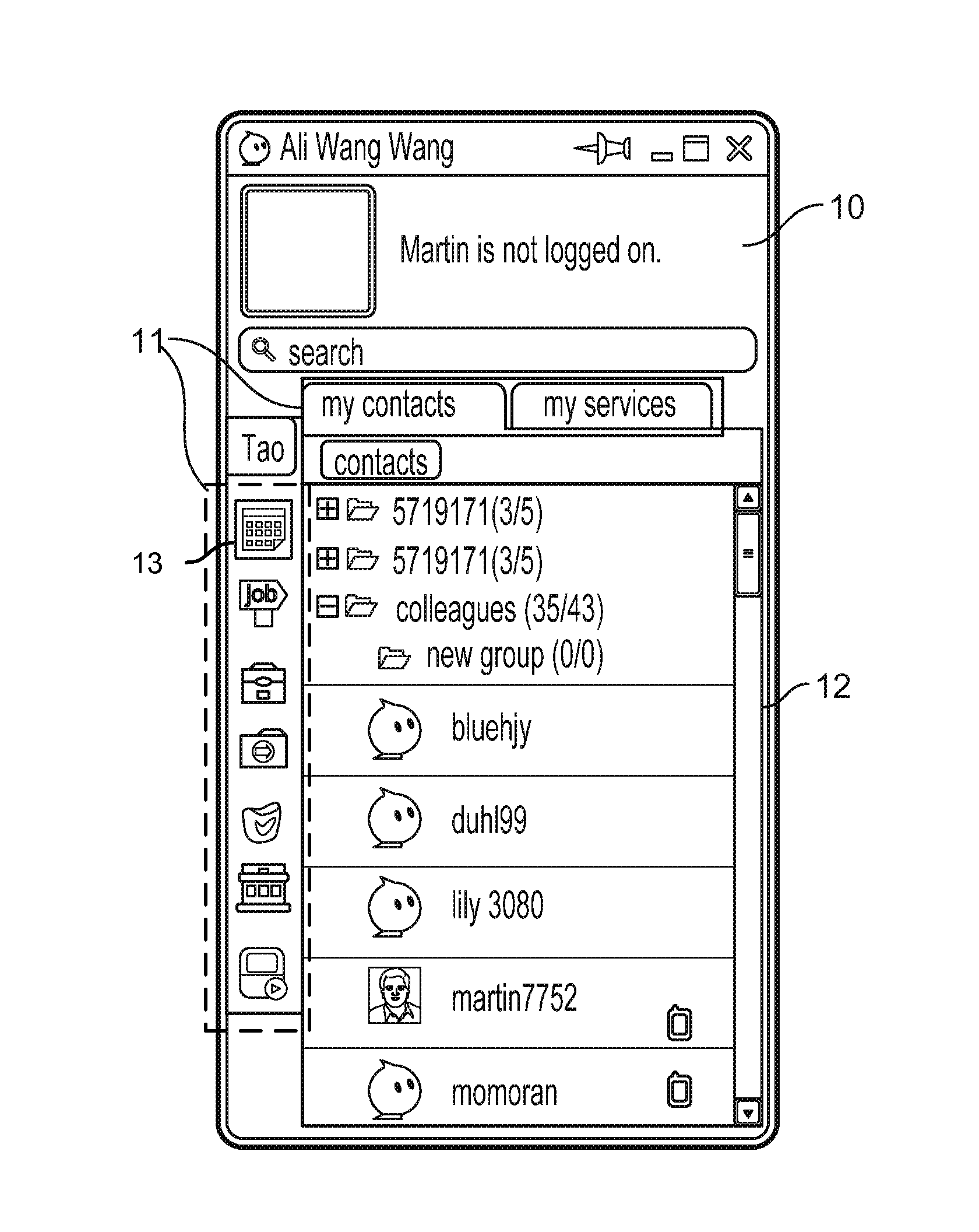 Presenting information pertaining to a plurality of tabs in an instant messaging application