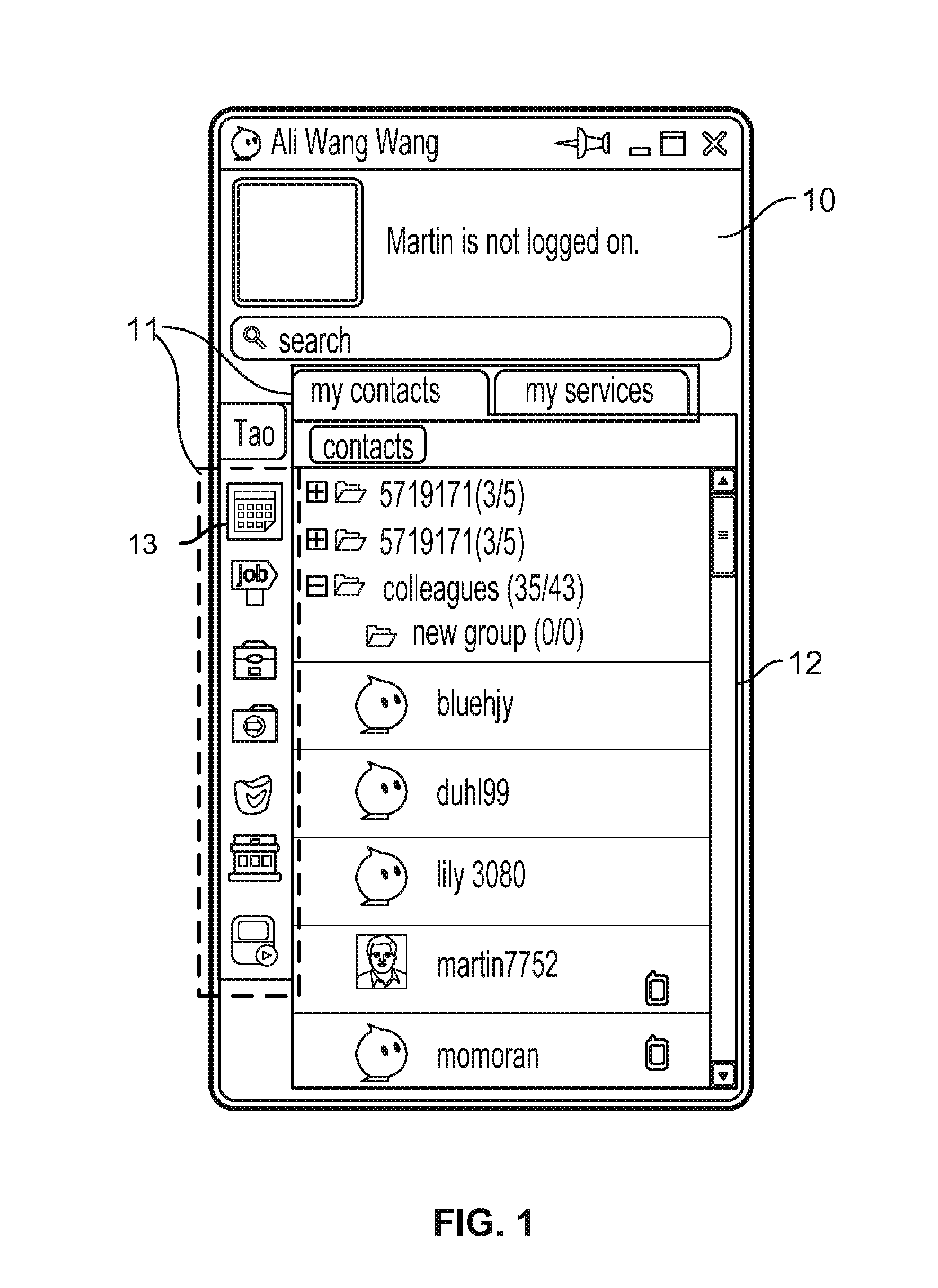 Presenting information pertaining to a plurality of tabs in an instant messaging application