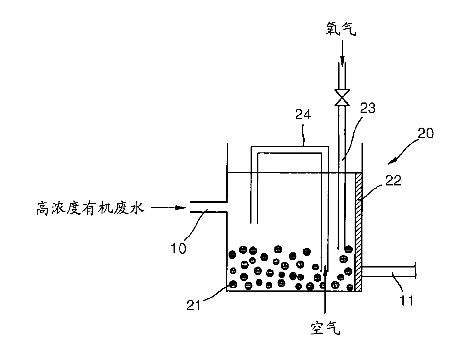 Apparatus for treating high concentration organic waste water and method of treating high concentration organic waste water using the same