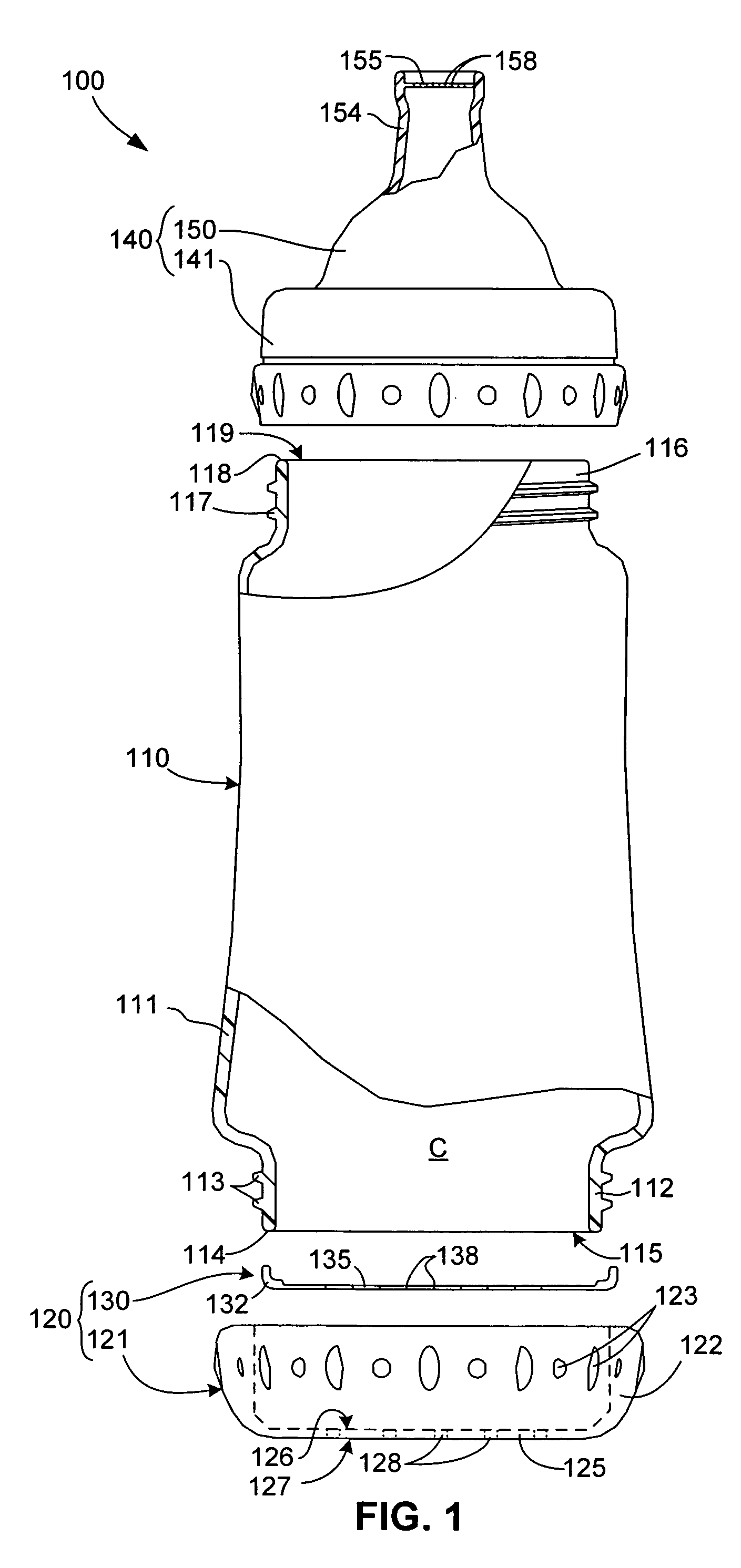 Beverage container vent mechanism including perforated elastic membrane and support plate