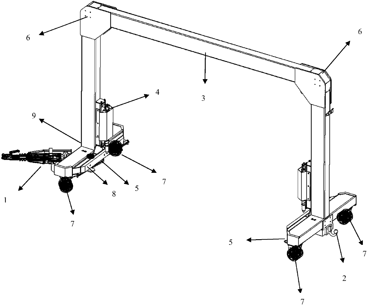 Gantry frame vehicle logistics supplying-route system used for vehicle main engine plants and spare parts manufacturers