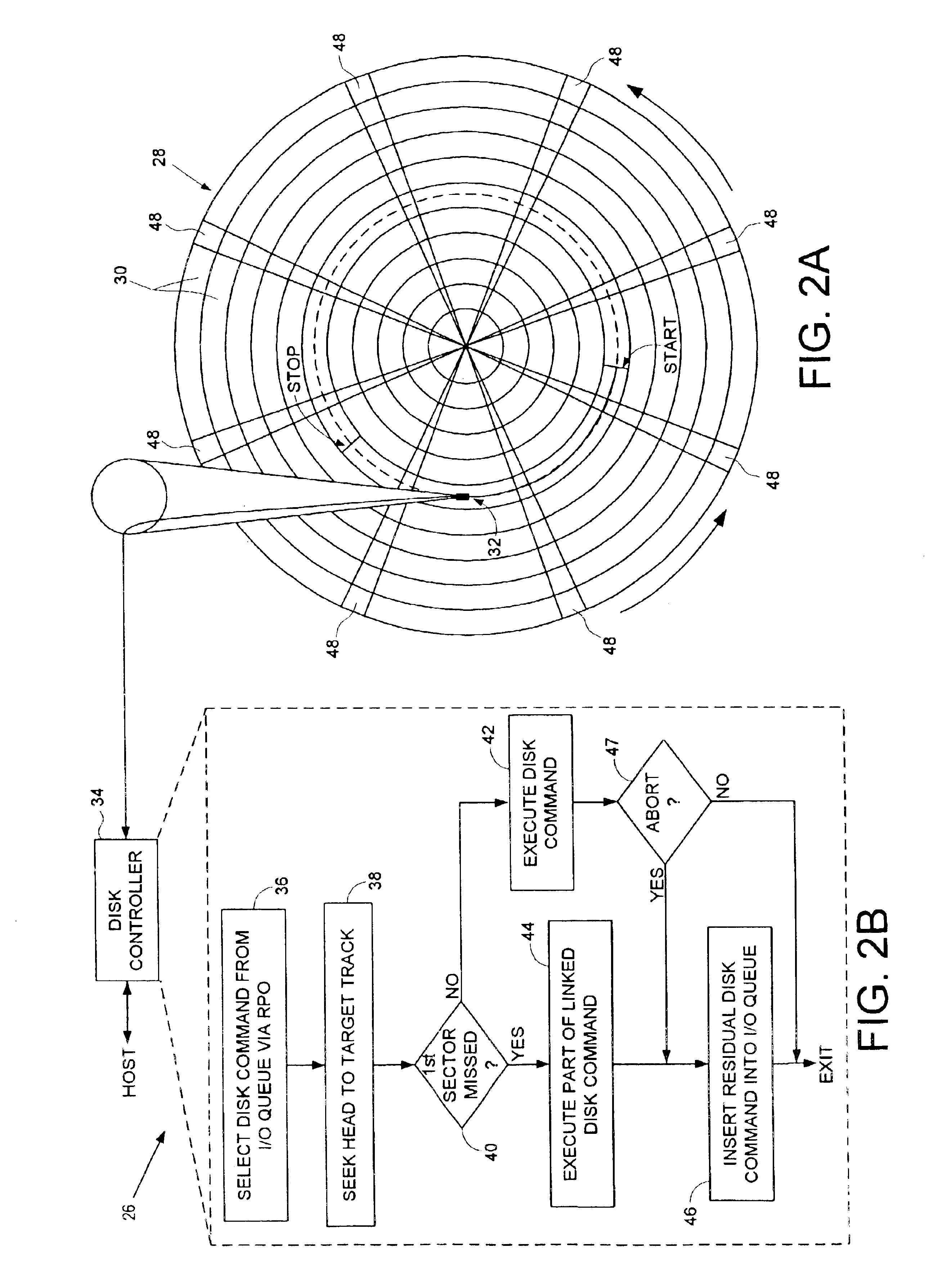 Disk drive executing part of a linked disk command