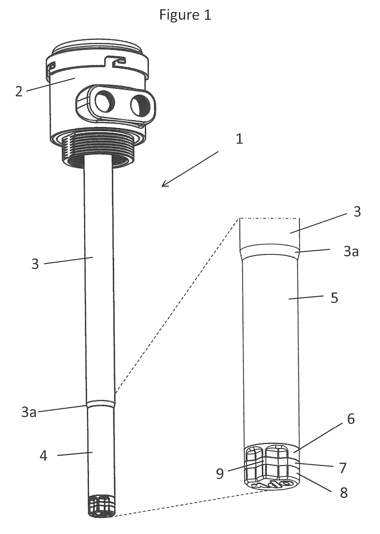 Optical liquid level detection sensor and liquid overfill prevention system comprising such sensor