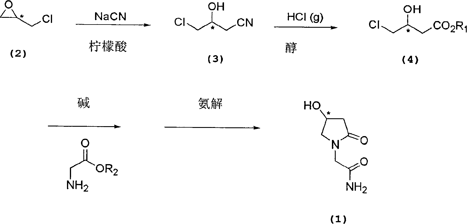 Process for the preparation of optically pure 4-hydroxy-2-oxo-1-pyrrolidine acetamide