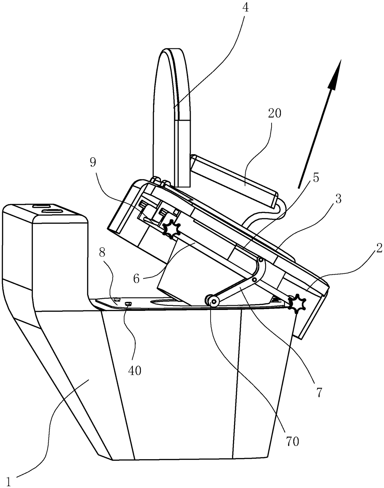 Electric heightening standing-up assisting device for closestool