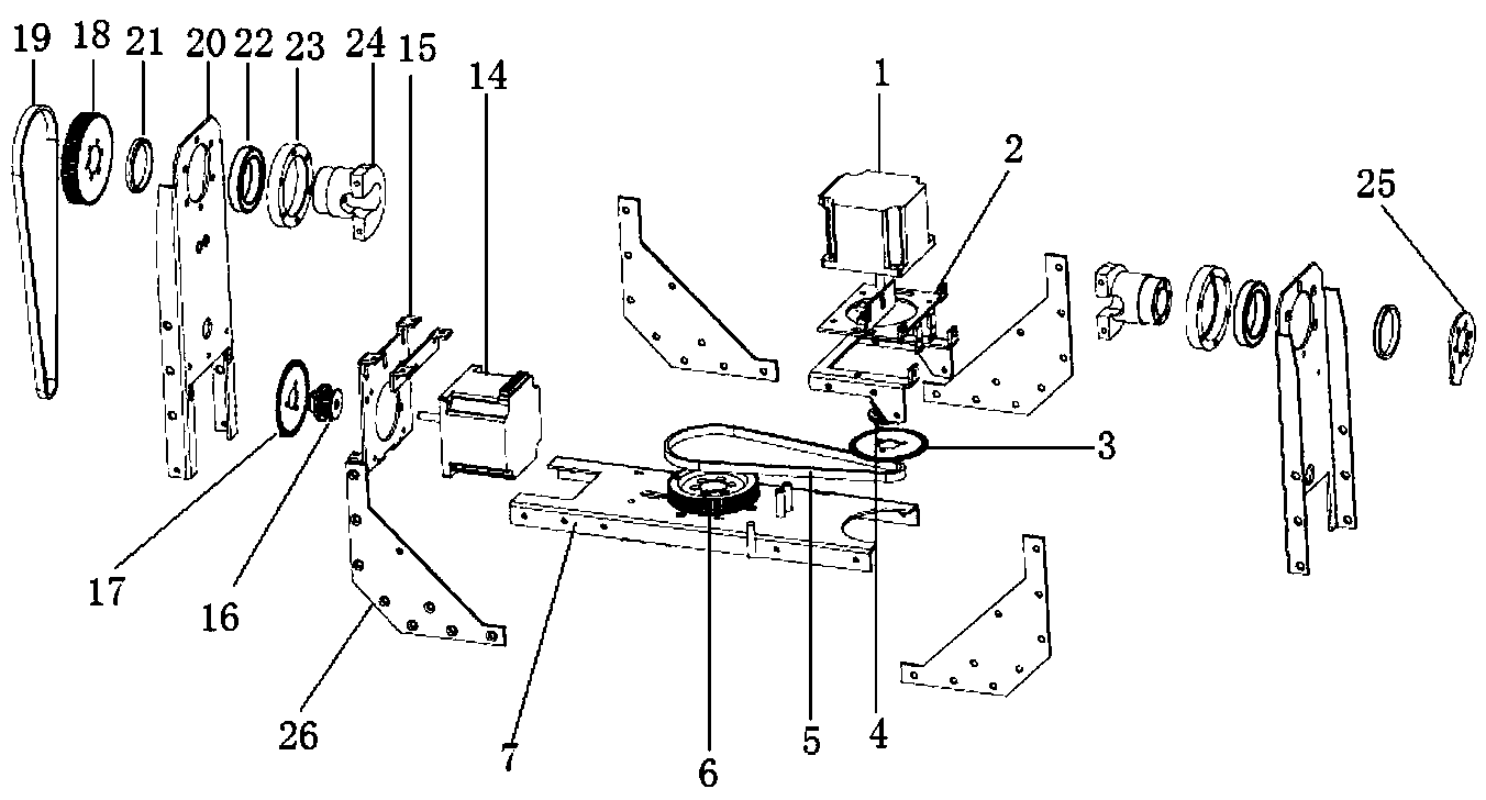Cradle head device for X shaft and Y shaft of LED head-moving lamp
