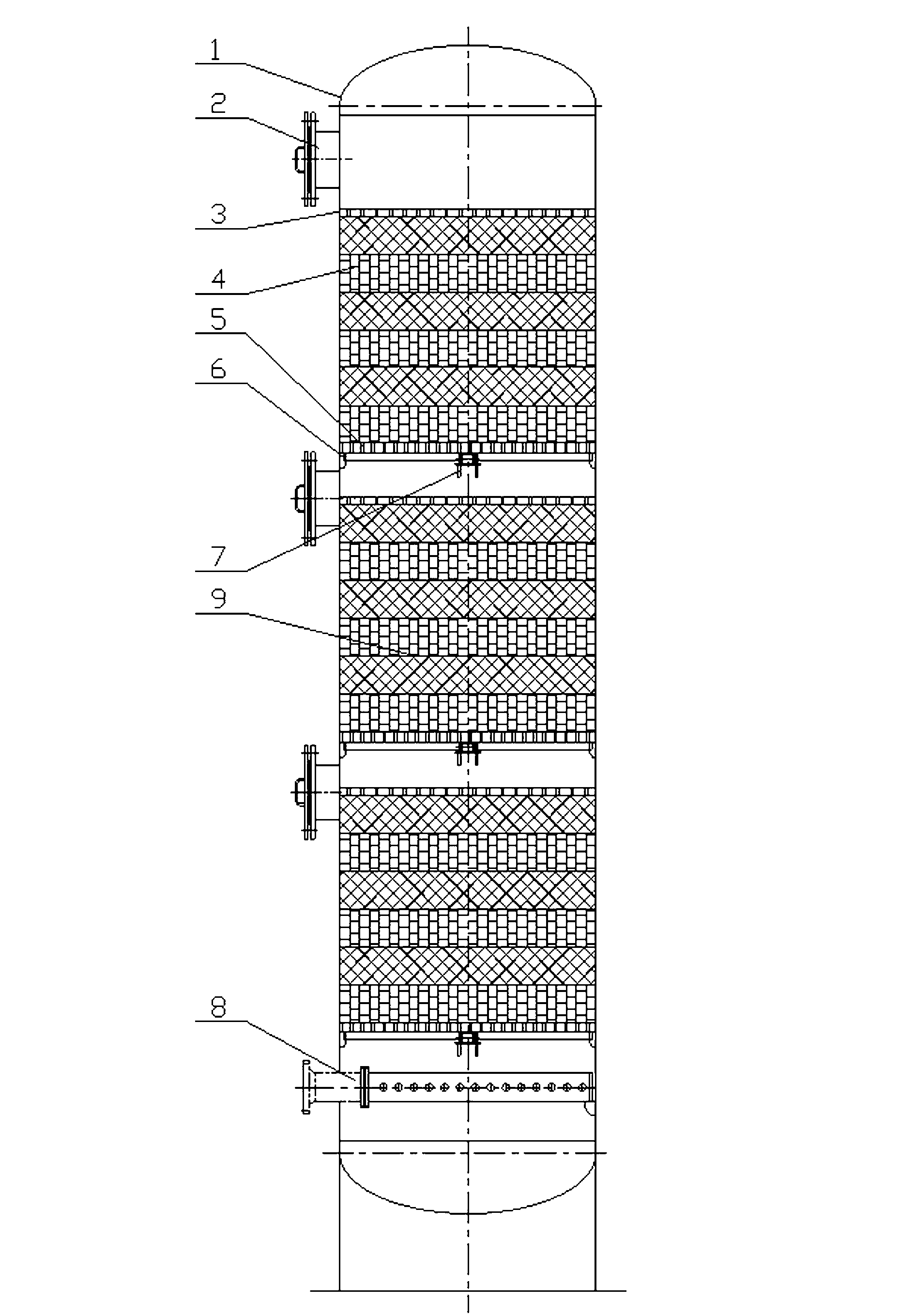 Oxidizing tower in hydrogen peroxide production