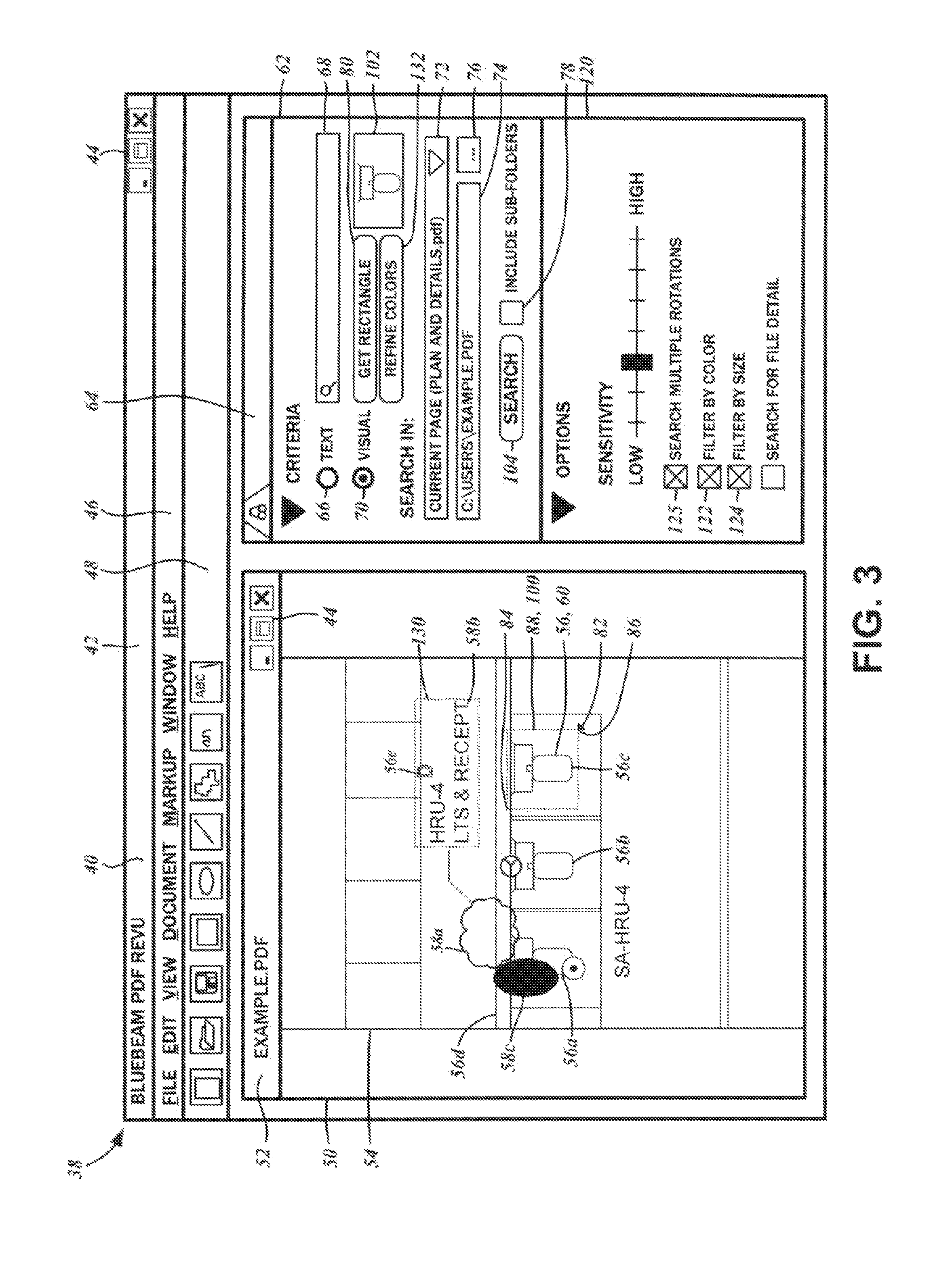 Method for color and size based pre-filtering for visual object searching of documents