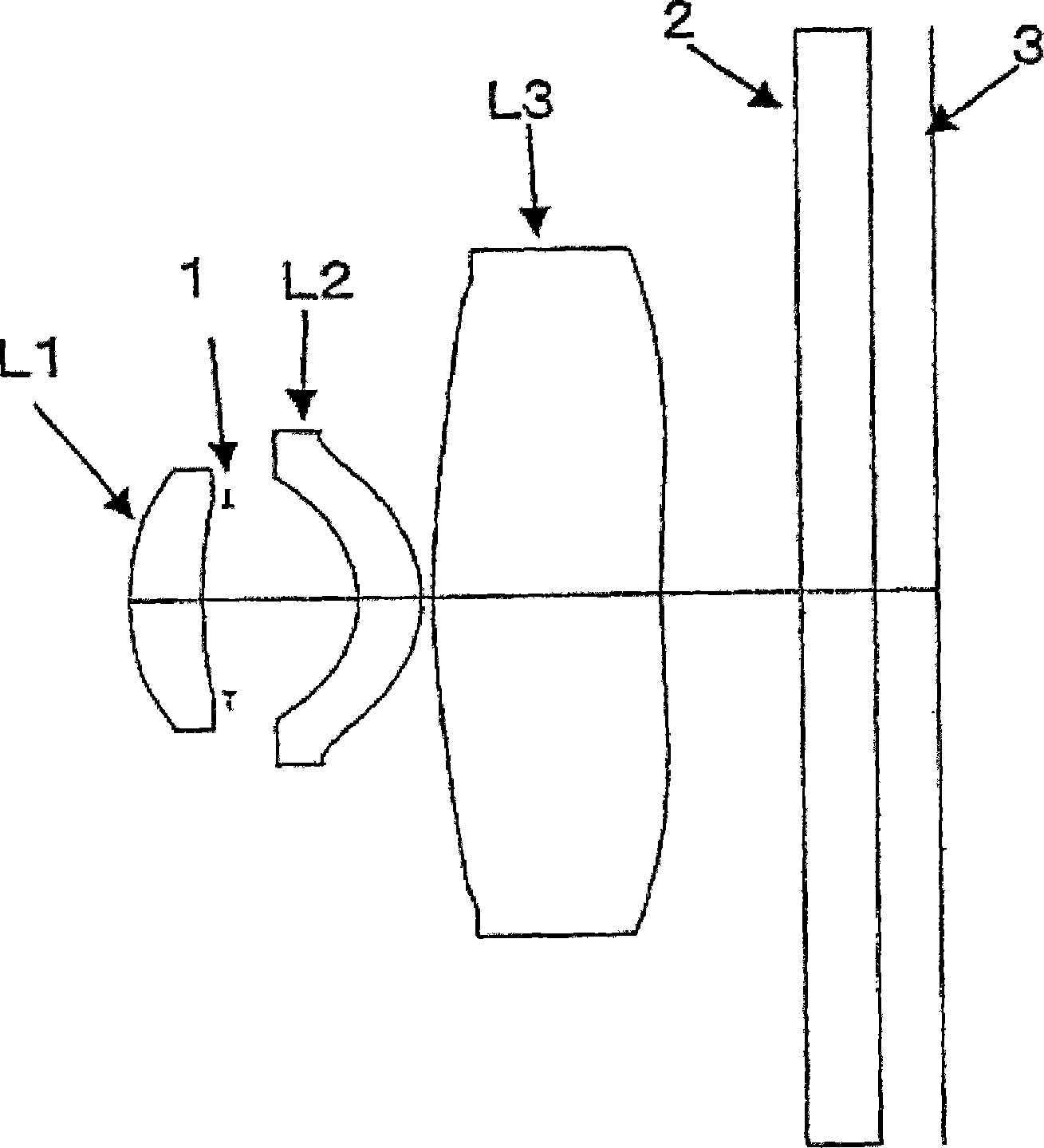 Camera lens group in three pieces type