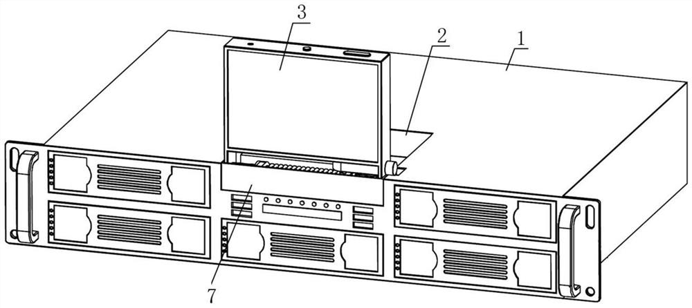 Server and split type adjustable display module thereof