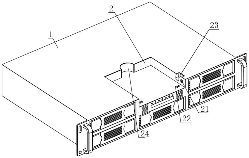 Server and split type adjustable display module thereof