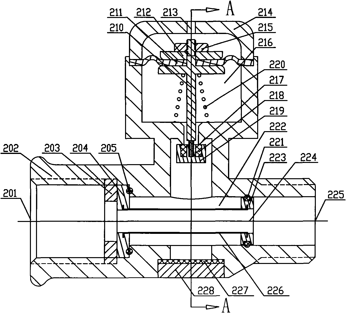 Pressure-limiting stop valve