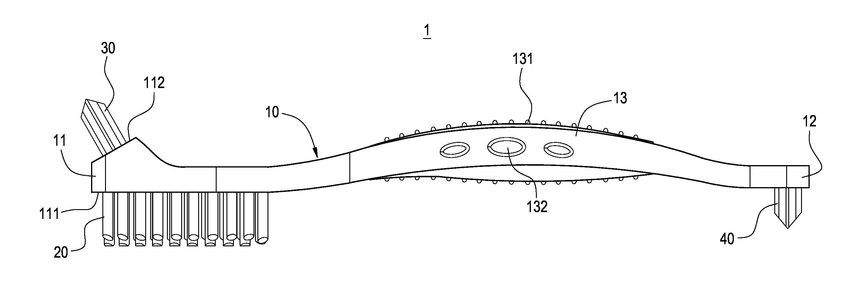 Multi-function brush for overdenture