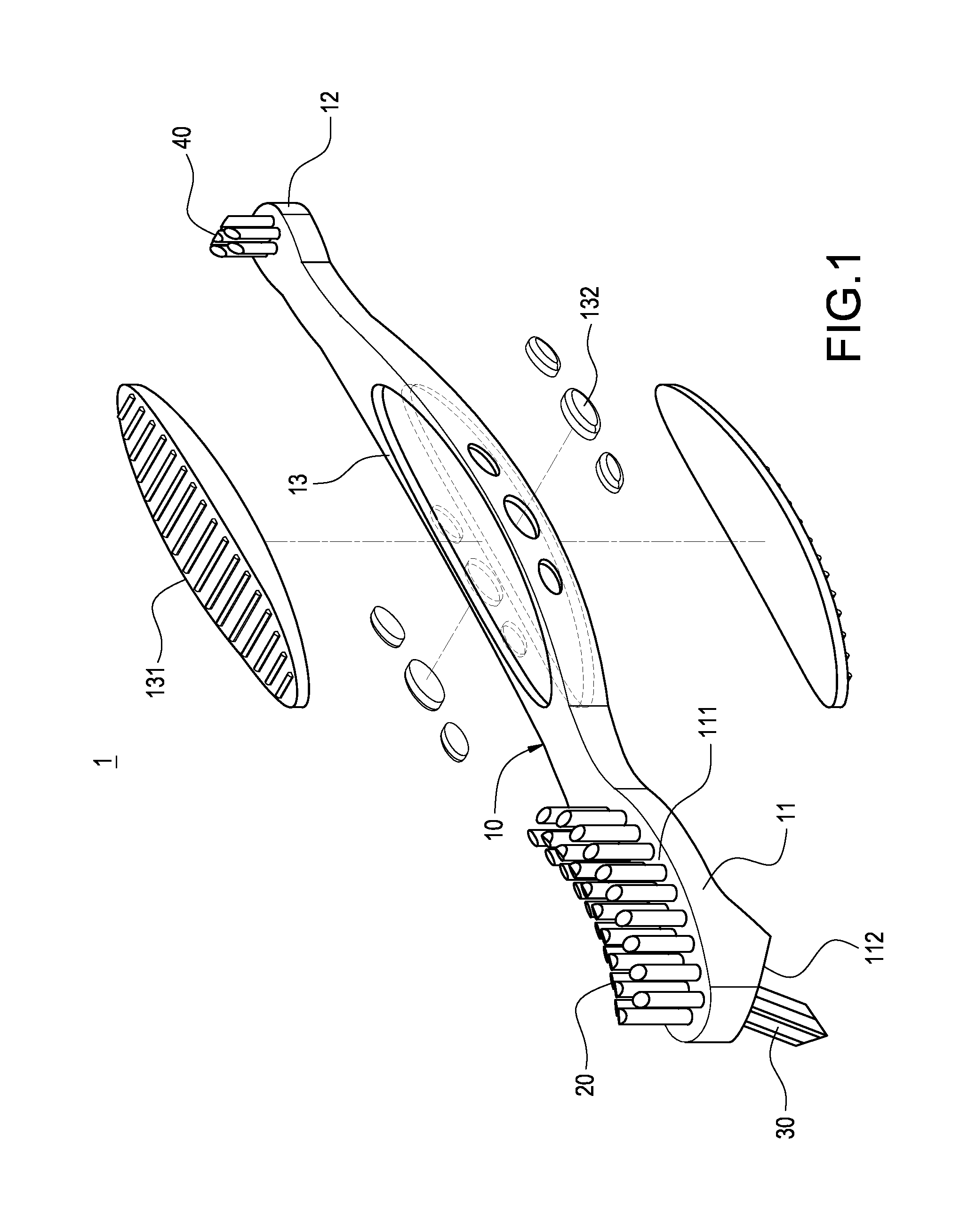 Multi-function brush for overdenture