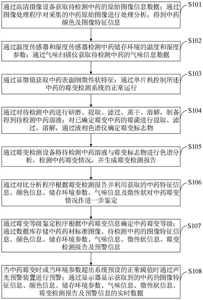 Traditional Chinese medicine mildew detection method and detection system