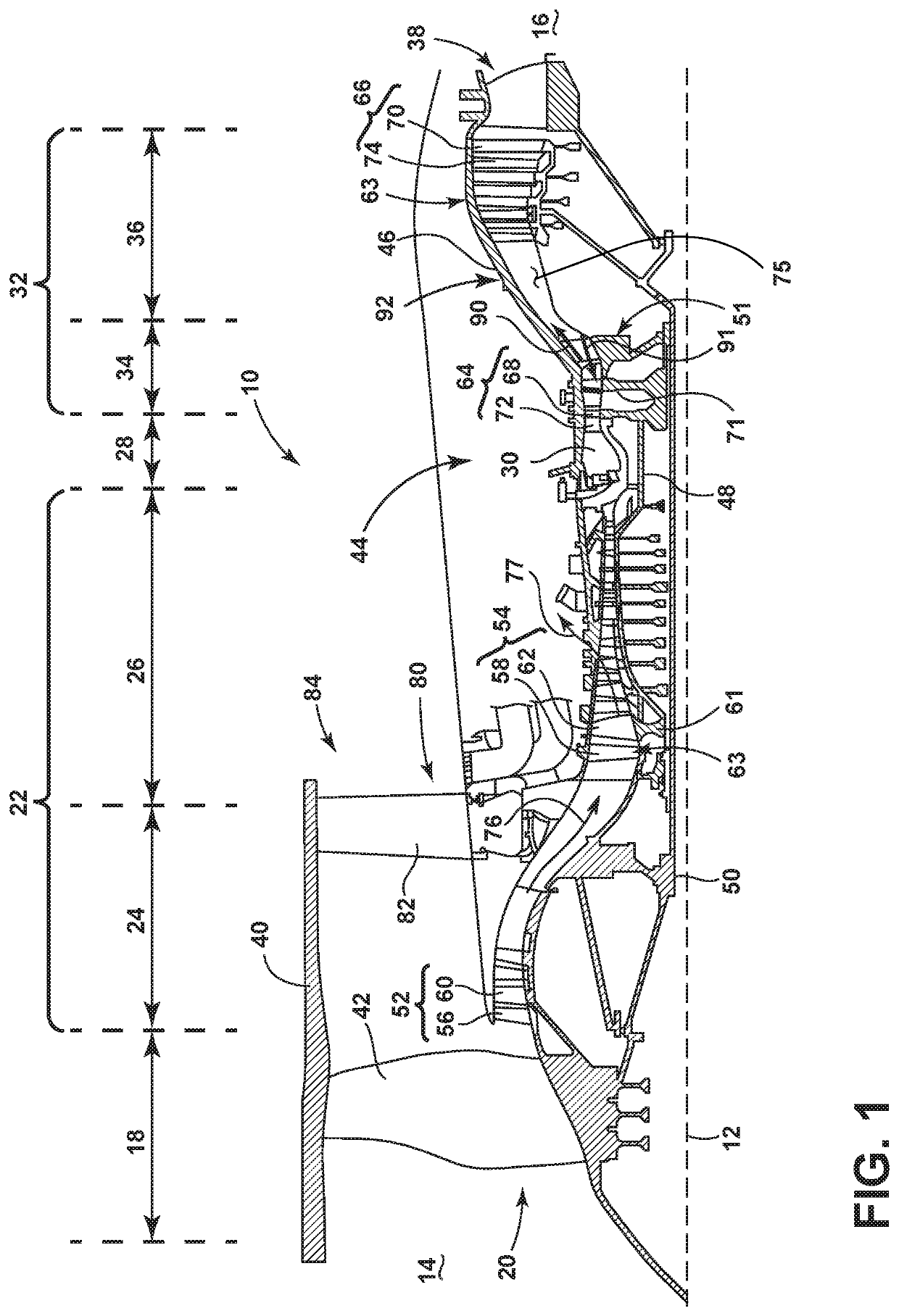 Turbine engine with shockwave attenuation