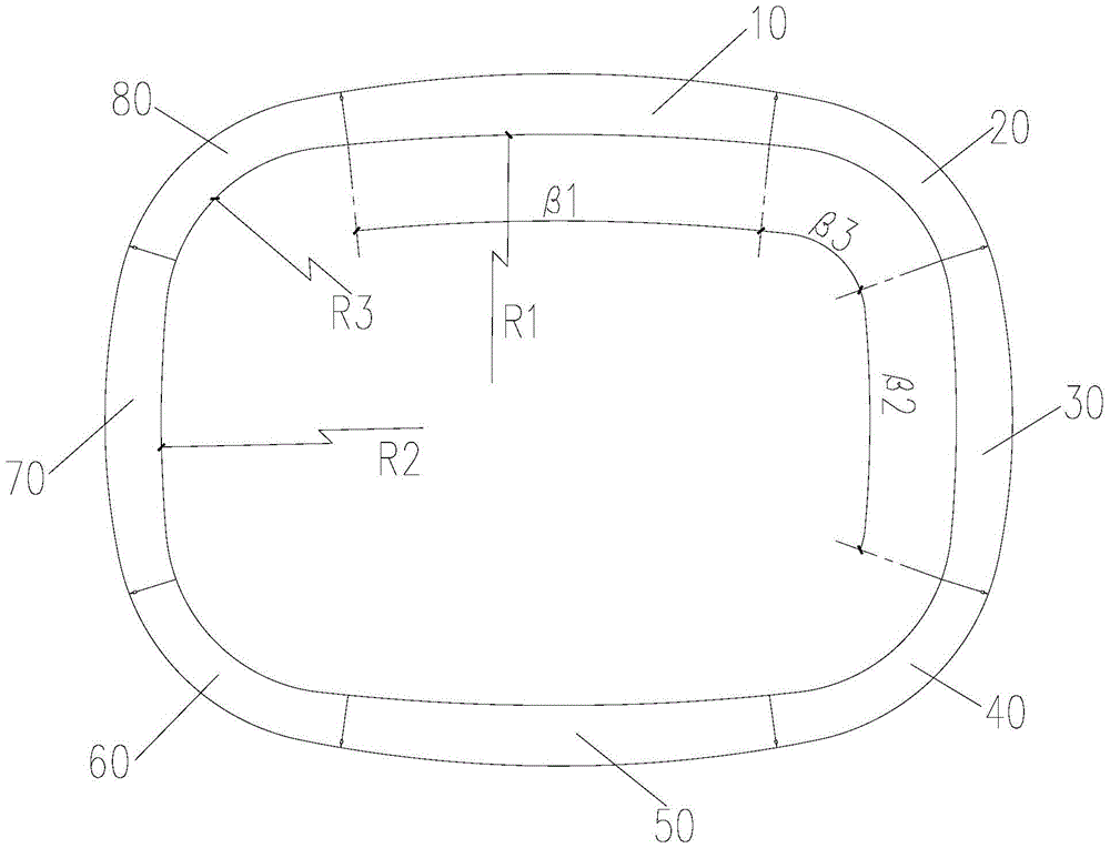 Circumferential block structure of prefabricated rectangular shield tunnel lining