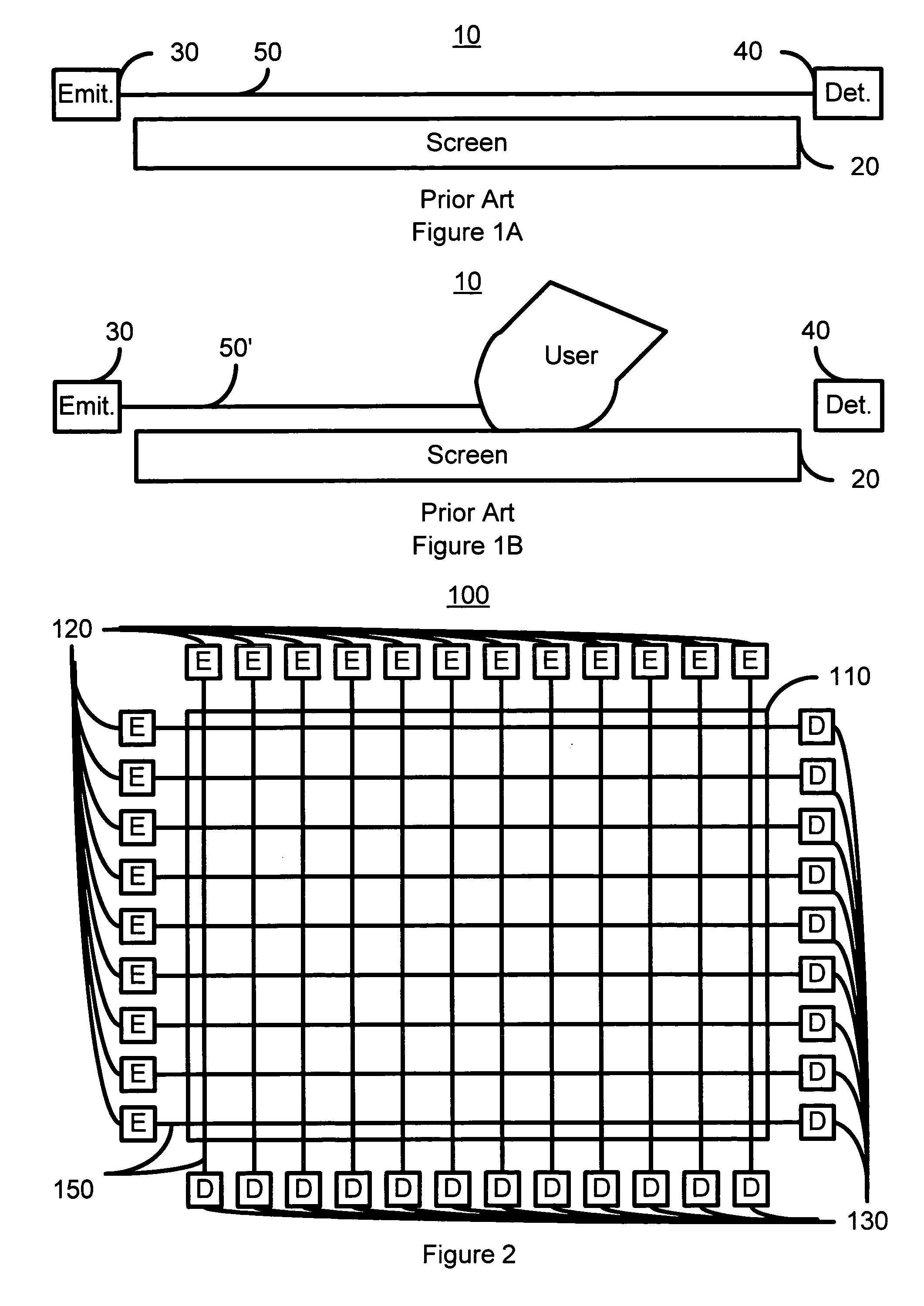 Method and system for providing a frustrated total internal reflection touch interface