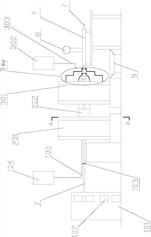 Production device for direct-pull winding composite glass reinforced plastic pipe