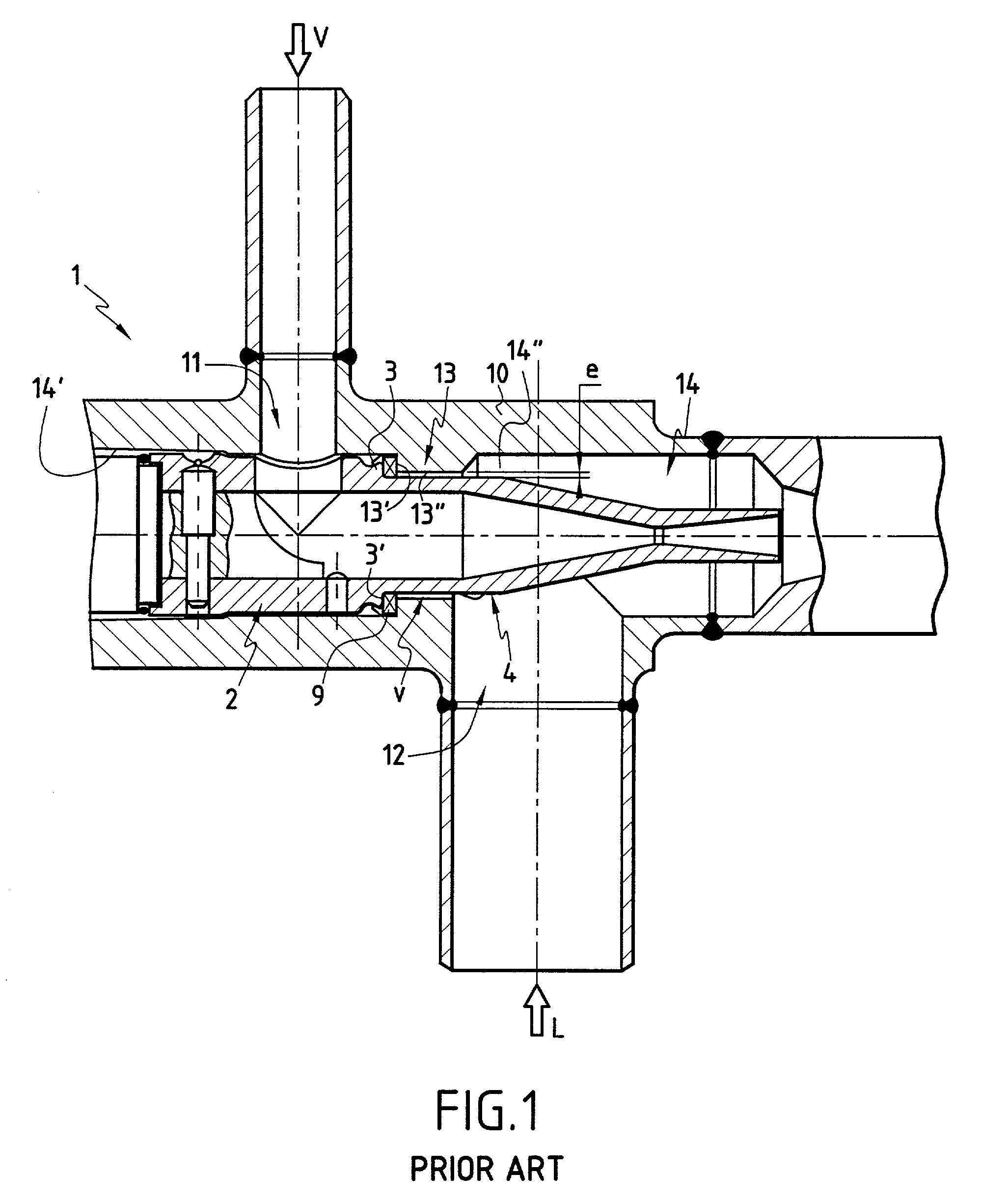 Vapor -liquid ejector with a removable nozzle