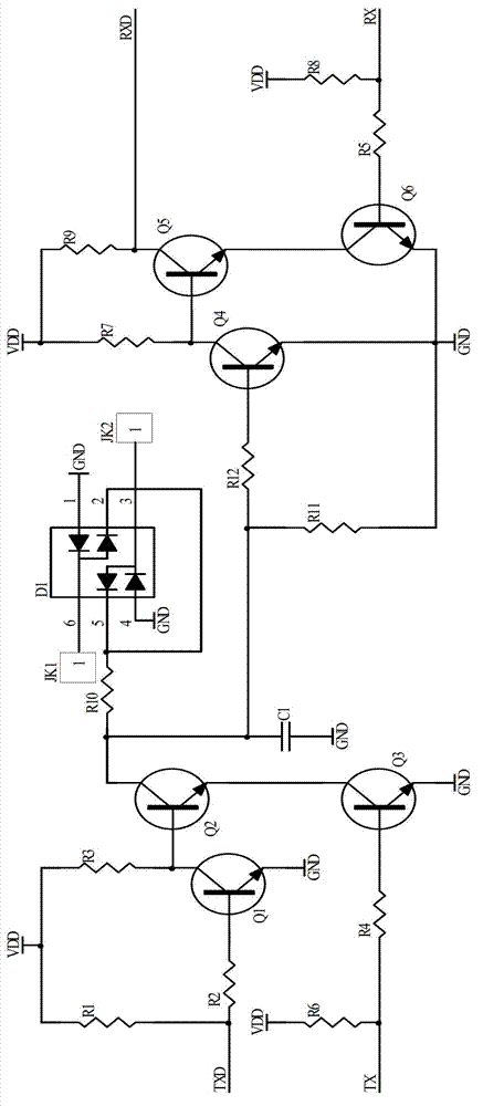 Wide-voltage single-data line non-polar communication interface circuit