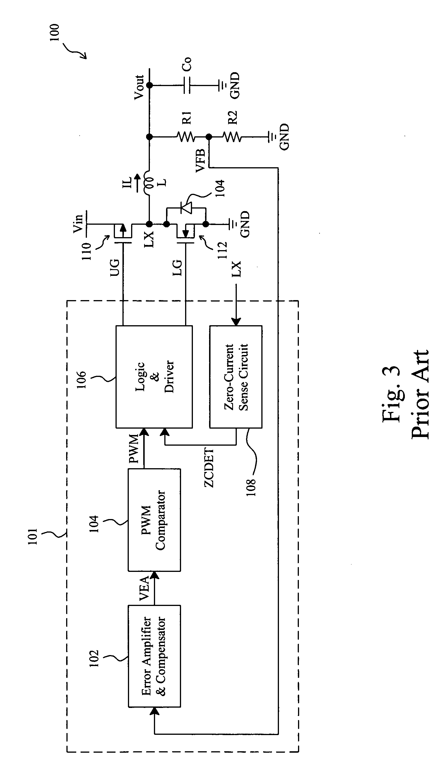 Adaptive zero current sense apparatus and method for a switching regulator