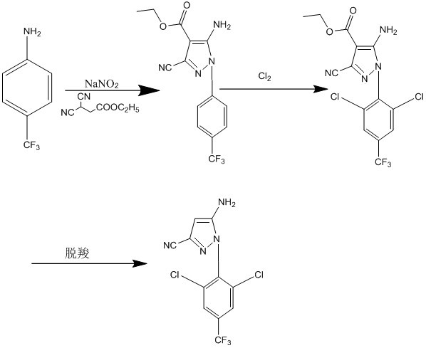 A kind of preparation method of 5-amino-3-cyano-1-(2,6-dichloro-4-trifluoromethylphenyl)pyrazole