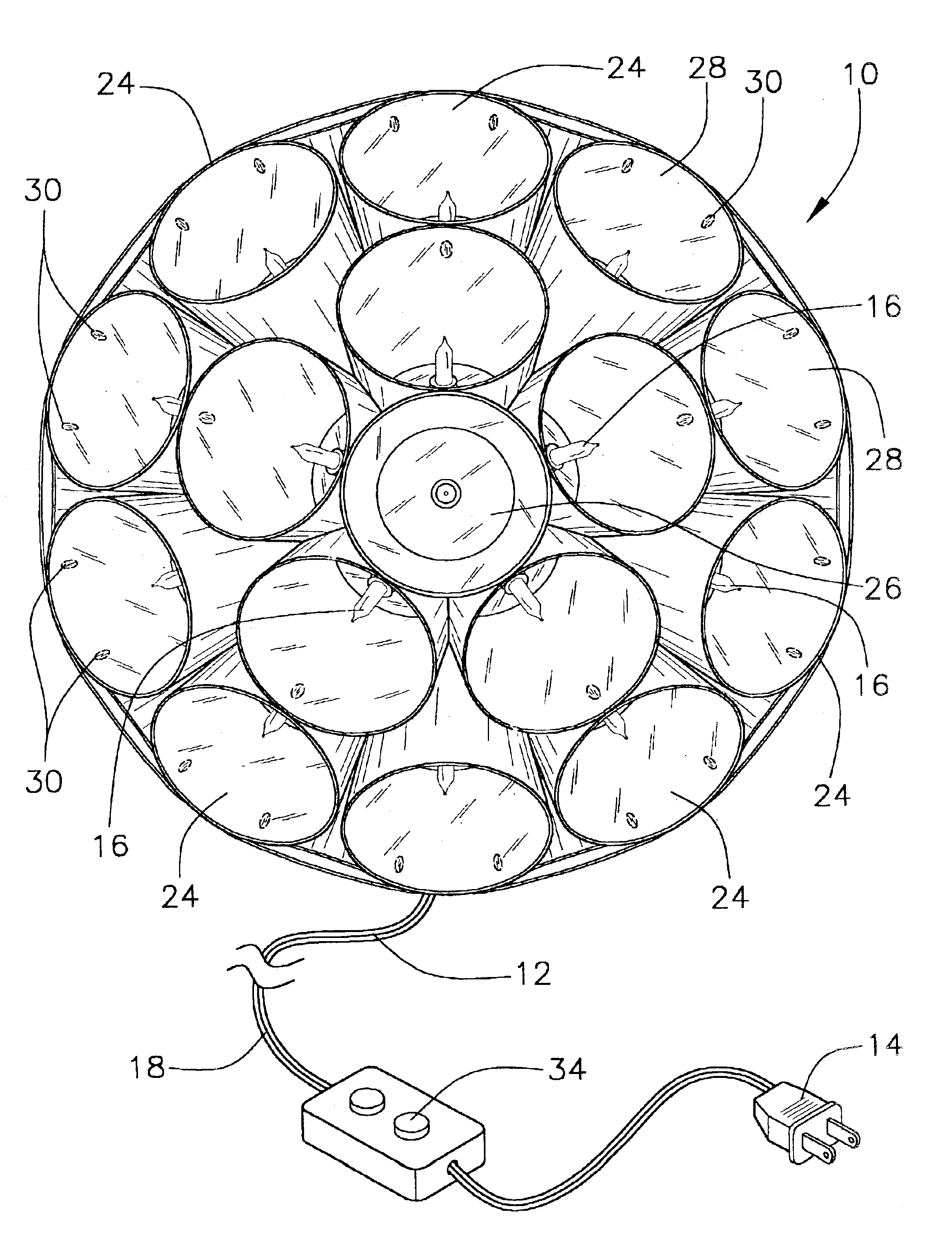 Lighted ornamental device, kit and method of using