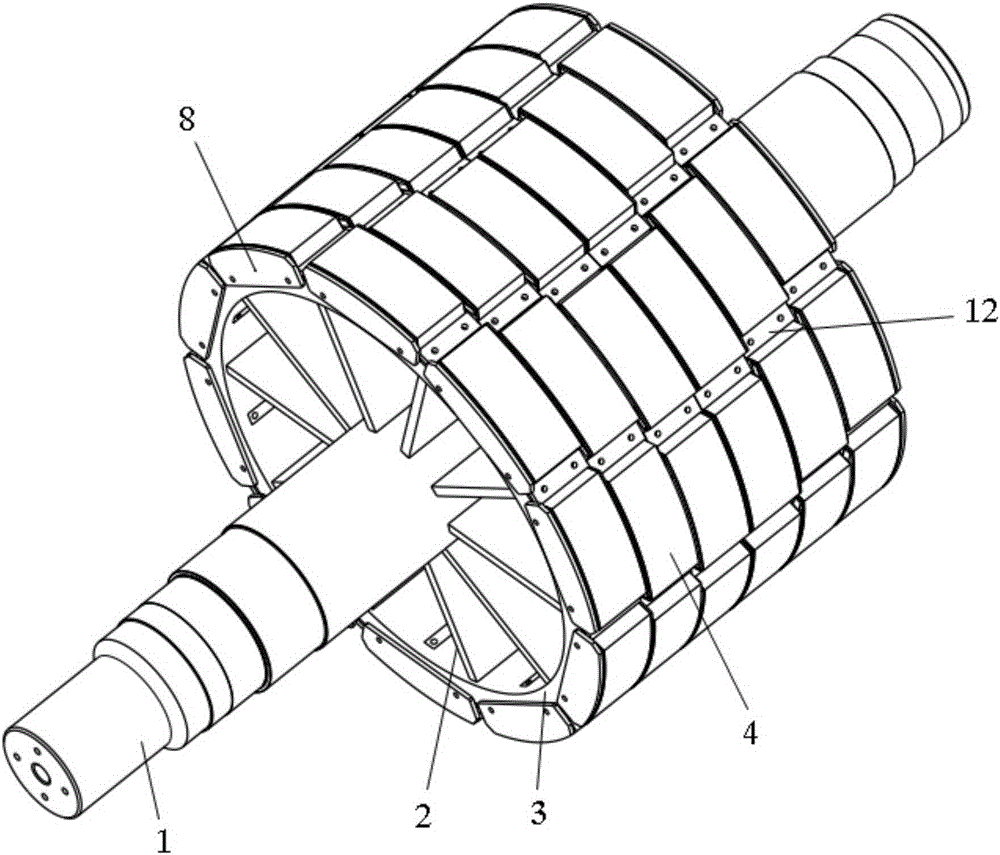 Permanent magnetism motor V-shaped skewed pole rotor structure