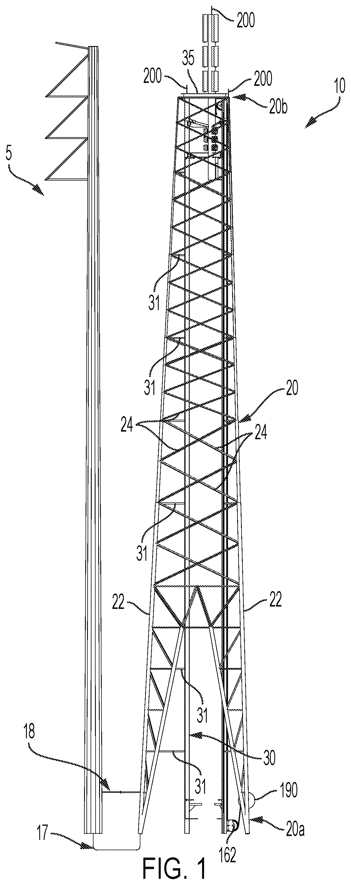 Utility structure with retractable mast