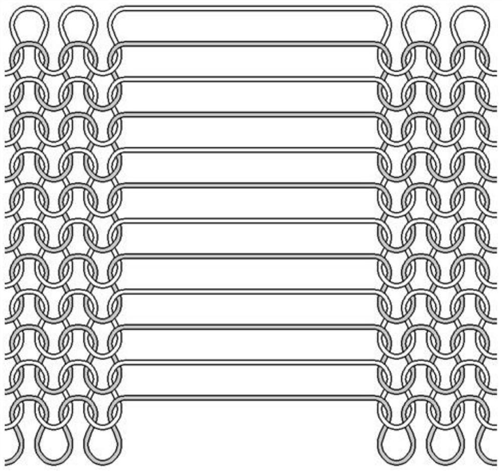 Floating thread interlaced weave of knitted fabric and its weaving method