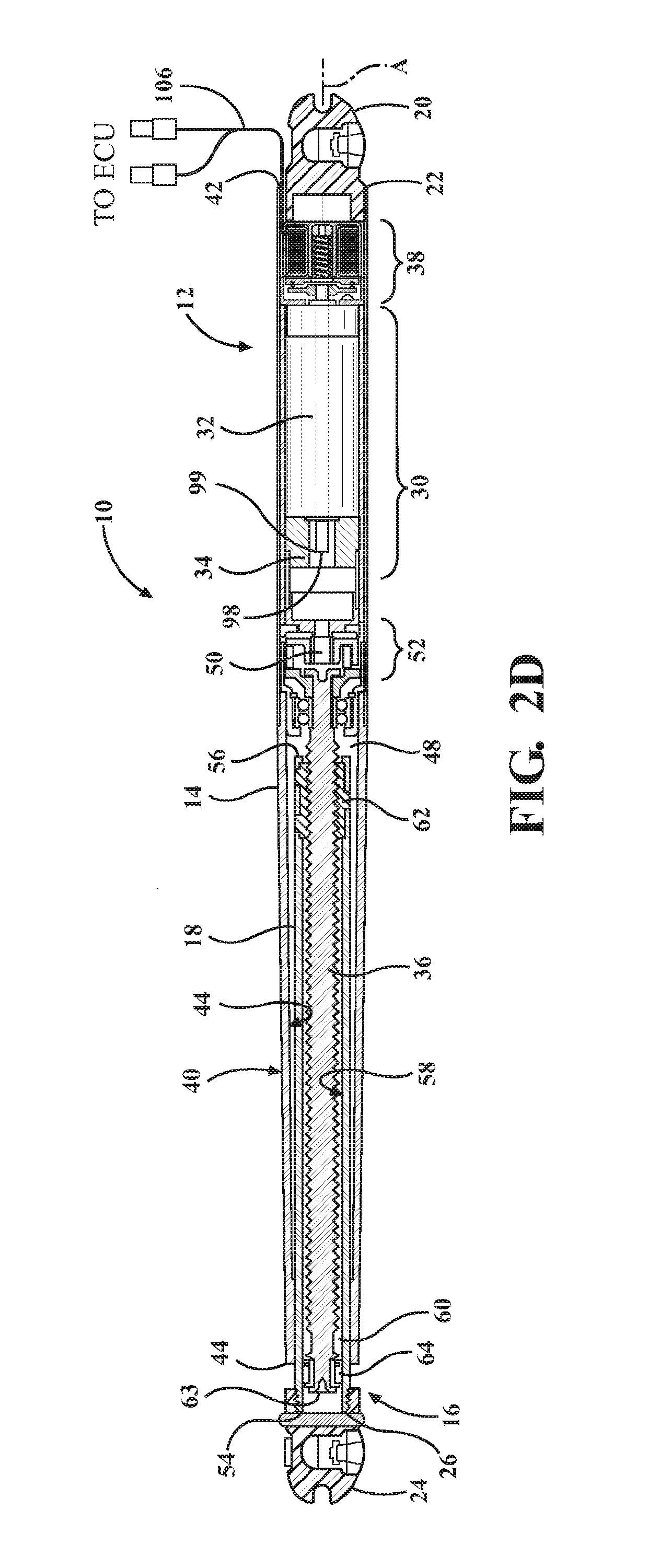 Electromechanical strut with electromechanical brake and method of allowing and preventing movement of a closure member of a vehicle