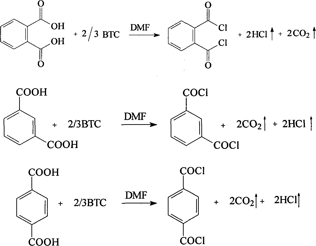 Preparation method for phthalyl chloride, m-phthaloyl chloride and paraphthaloyl chloride