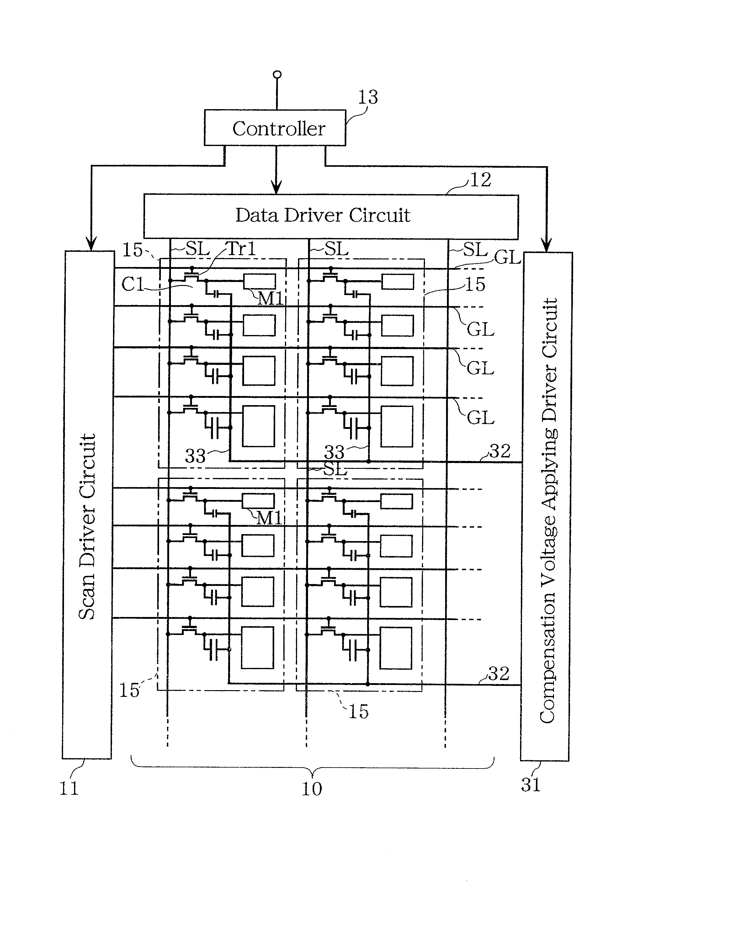 Liquid crystal display device, electroluminescent display device, method of driving the devices, and method of evaluating subpixel arrangement patterns